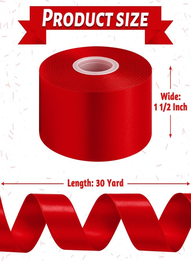 Fullive Red Ribbon 1 1/2 Inch, 30 Yards Red Ribbon for Gift Wrapping, Polyester Satin Valentines Ribbon for Wedding Valentines Day Decorations DIY Bows Wrapping Bouquet Floral Arrangements - Image 2